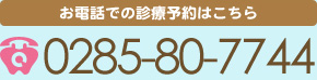 お電話での診療予約はこちら 0285-80-7744